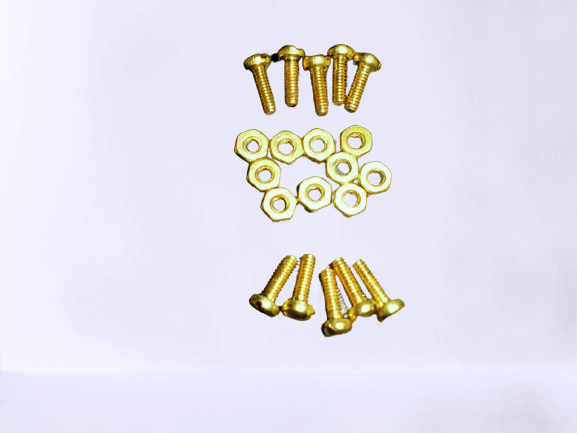 BRASS Machine Screws 2mm x 6mm Long and Nuts x 12 pieces - CeeKay Traders UK