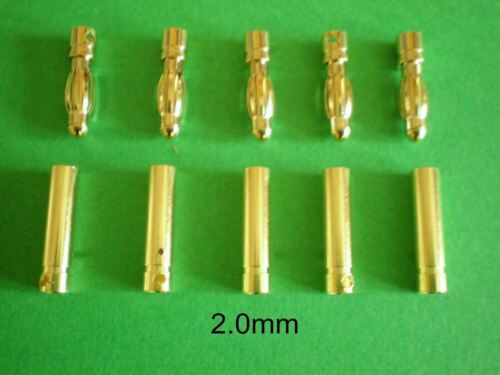 Gold Plated 2 mm Dia Bullet Connectors x 5 pairs 2mm - CeeKay Traders UK