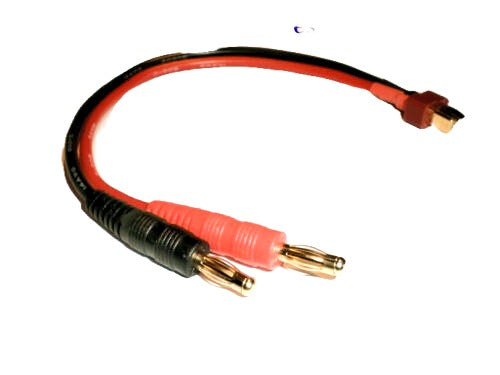 Deans T-Plug to 4mm Banana Plug Battery Charger Cable 14 AWG - CeeKay Traders UK
