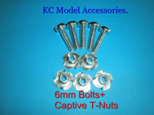 6 mm Dia x 25mm Long Screw Bolts and Captive T-Nuts M6. - CeeKay Traders UK