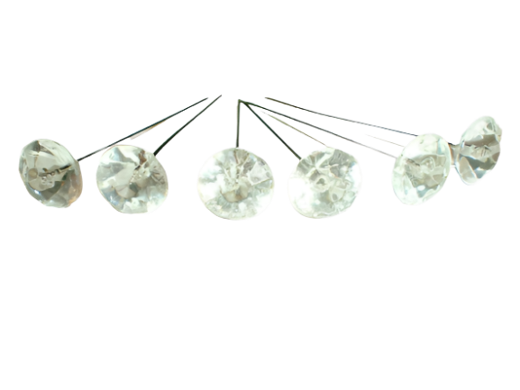 Diamante Pins Clear Diamonte Diamond Shape 6mm Head Pins 50pins. - CeeKay Traders UK