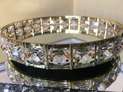 Mirrored Crystal Vanity Makeup Tray Jewelry Trinket Display - CeeKay Traders UK