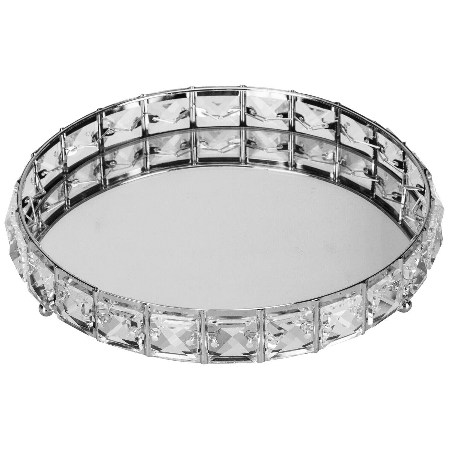 Mirrored Crystal Vanity Makeup Tray Jewelry Trinket Display - CeeKay Traders UK