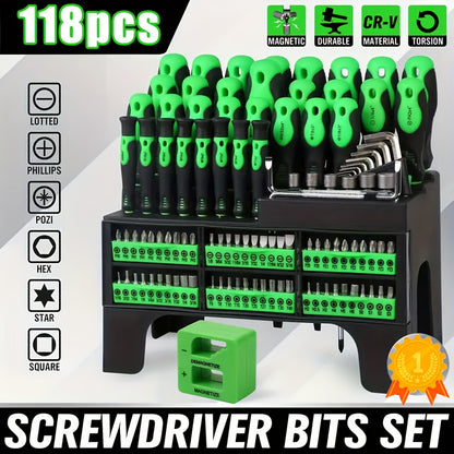 118pcs Magnetic Screwdriver Kit, Multifunctional Screwdriver Kit