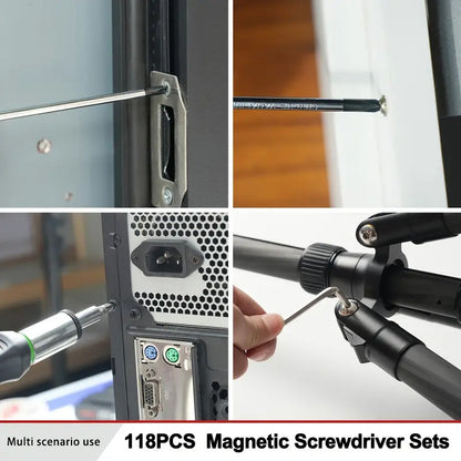 118pcs Magnetic Screwdriver Kit, Multifunctional Screwdriver Kit