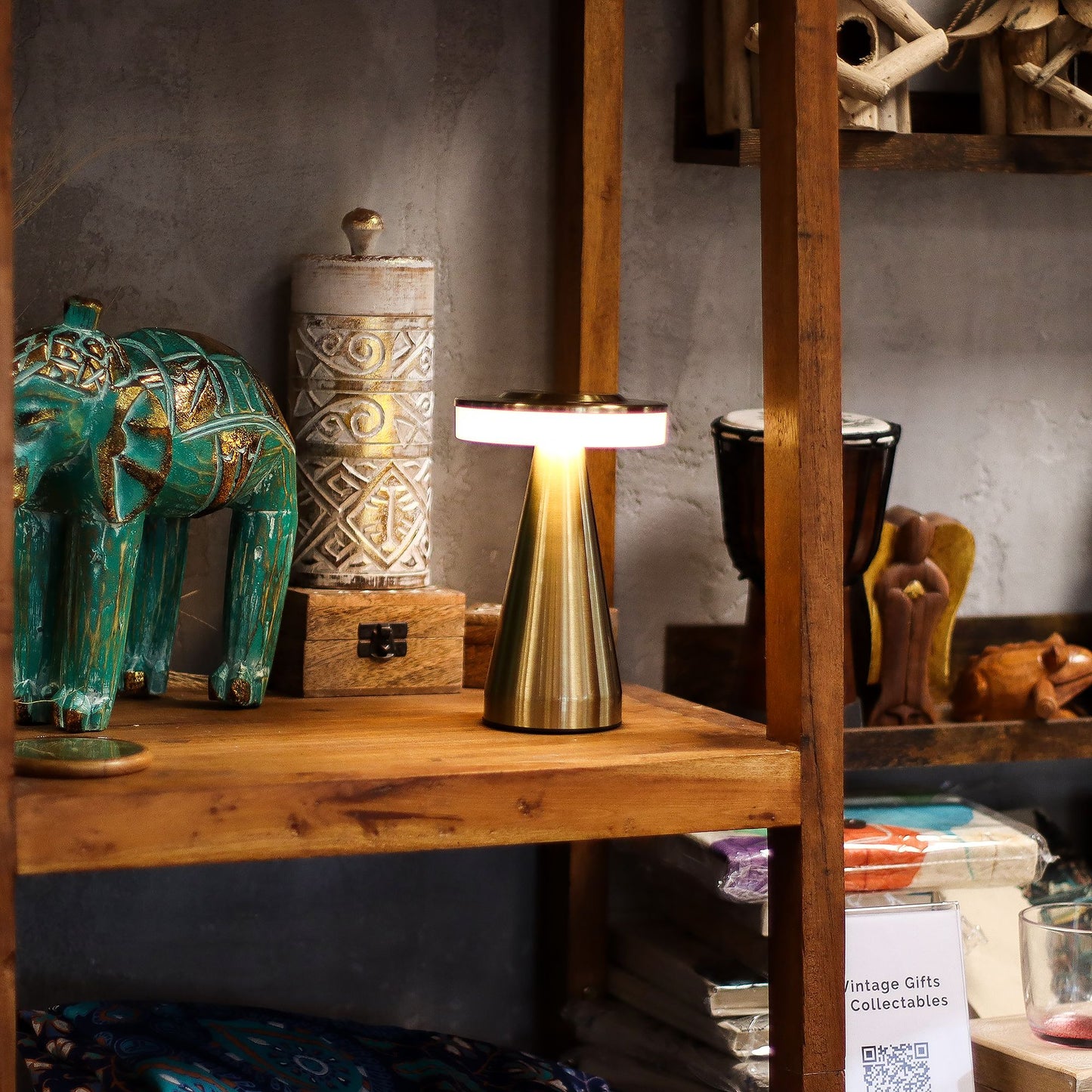 1x Touch Lamp Tall Stem Copper Usb Rechargeable