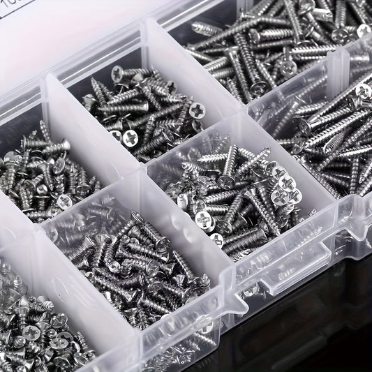 800pcs M2 Self Tapping Wood Screws Flat Head
