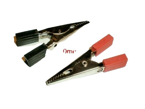 Crocodile Alligator Clips Clamps 50 mm Black & Red Pair - CeeKay Traders UK