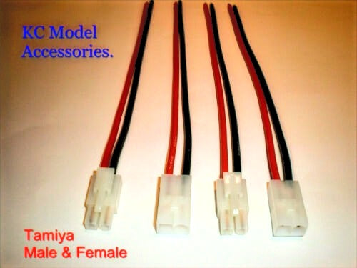 Tamiya Connectors Male & Female 14awg Battery Wire 200mm 2 Pairs UK Stock. - CeeKay Traders UK